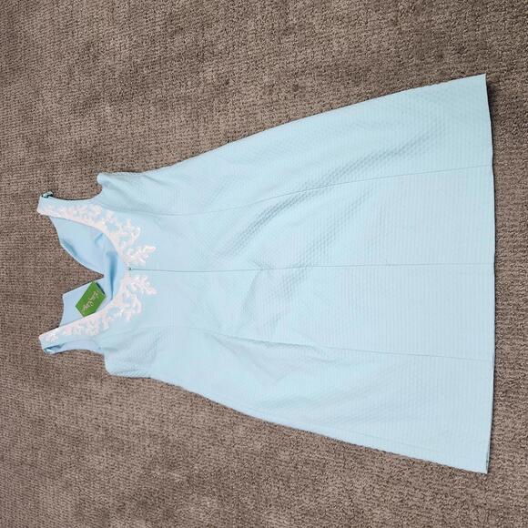 Lilly Pulitzer Dress Gabyy Shift Seasalt Blue White Sleeveless Rhinestone NWT 8 - Picture 11 of 12